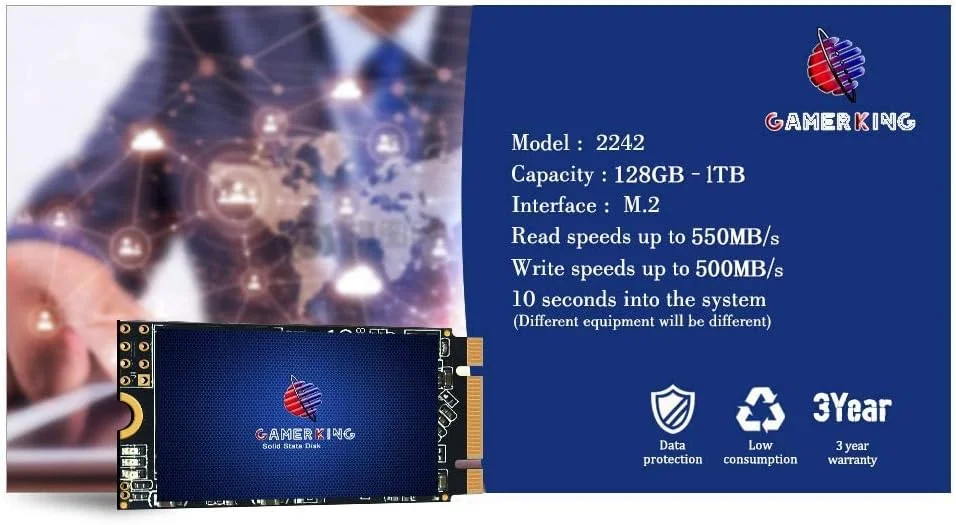 GAMERKING M.2 2242 SSD 256GB 3D NAND TLC SATA III 6 Gb/s، درایو حالت جامد داخلی - سازگار با لپ تاپ کامپیوتر رومیزی (2242 256GB)
