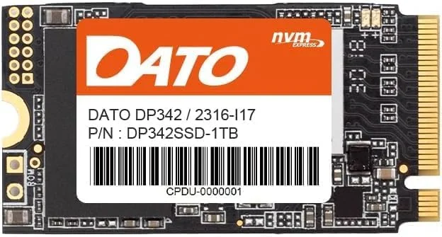 درایو حالت جامد داخلی DATO DP342 1TB M.2 2242 PCIe Gen3x4 NVMe 1.3 SSD (سرعت تا 2500/1800 مگابایت بر ثانیه)