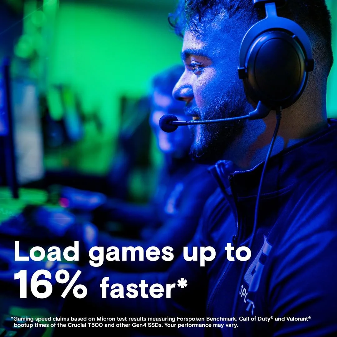 درایو حالت جامد کروشیال T500 با ظرفیت 2 ترابایت PCIe Gen4 NVMe M.2 داخلی PS5 SSD هارد دیسک با هیت سینک، تا 7400 مگابایت بر ثانیه، TLC NAND، سازگار با لپ تاپ و دسکتاپ، Microsoft DirectStorage - CT2000T500SSD5 درایو حالت جامد کروشیال T500 با ظرفیت 2 ترابایت PCIe Gen4 NVMe M.2 داخلی PS5 SSD هارد دیسک با هیت سینک، تا 7400 مگابایت بر ثانیه، TLC NAND، سازگار با لپ تاپ و دسکتاپ، Microsoft DirectStorage - CT2000T500SSD5