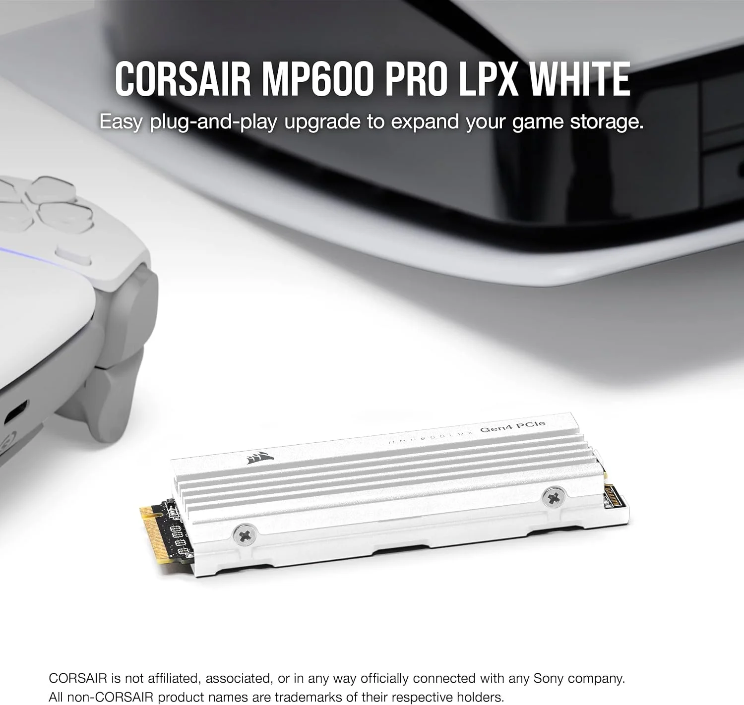 حافظه اس اس دی Corsair MP600 PRO LPX با ظرفیت 1 ترابایت، M.2 NVMe PCIe Gen. 4 x4 (سفید) حافظه اس اس دی Corsair MP600 PRO LPX با ظرفیت 1 ترابایت، M.2 NVMe PCIe Gen. 4 x4 (سفید)