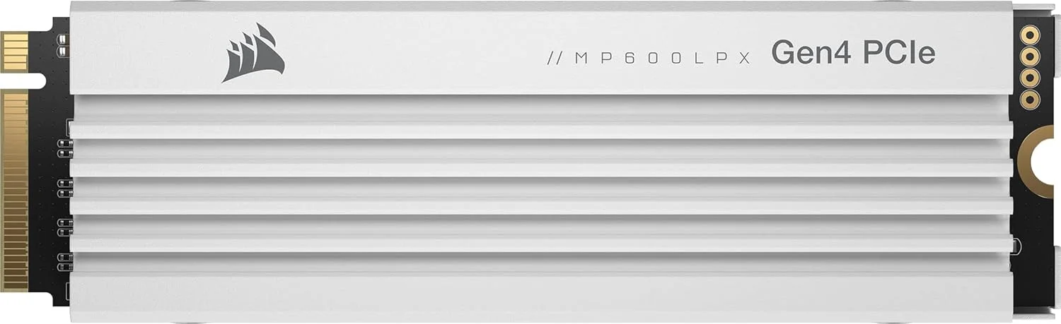 حافظه اس اس دی 4 ترابایتی Corsair MP600 PRO LPX M.2 NVMe PCIe x4 Gen4 - بهینه شده برای PS5 (سرعت خواندن ترتیبی تا 7100 مگابایت بر ثانیه و سرعت نوشتن ترتیبی 6800 مگابایت بر ثانیه، رابط پرسرعت، فرم فاکتور فشرده) سفید