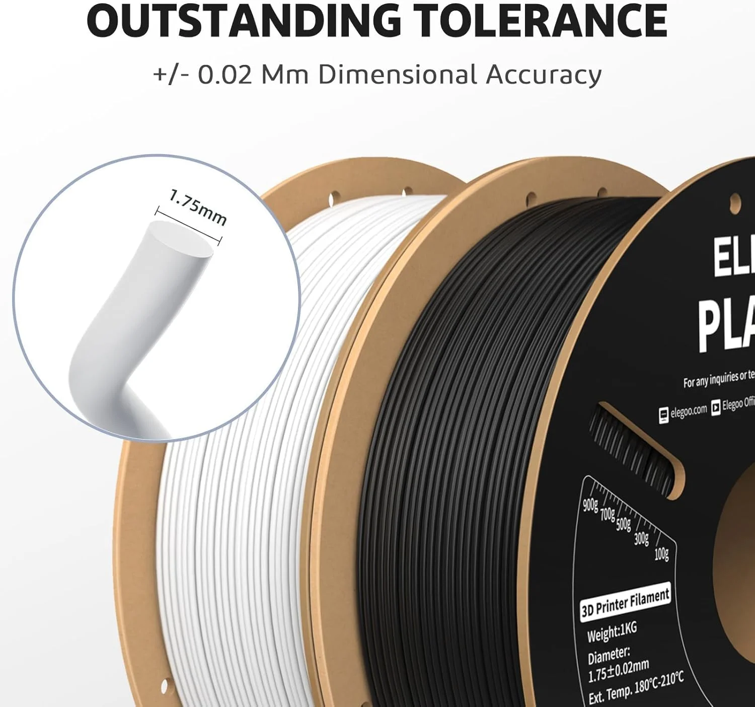 فیلامنت PLA PRO ELEGOO آبی روشن 1.75mm 1KG، سرعت چاپ 30-250mm/s، استحکام بهبود یافته، دقت ابعادی +/- 0.02mm، 1 کیلوگرم