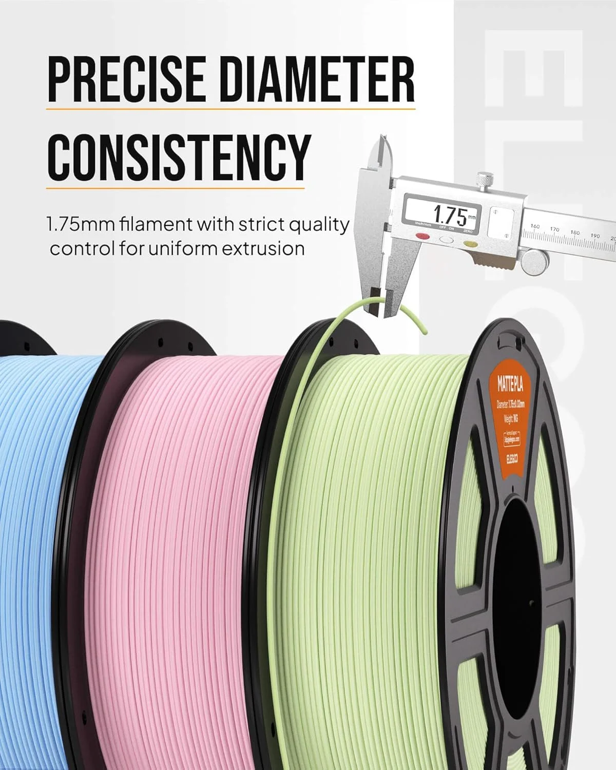 فیلامنت PLA مات ELEGOO، 1.75 میلی متر، سبزآبی، 1 کیلوگرم، فیلامنت پرینتر سه بعدی با دقت بالا، 1 قرقره 1 کیلوگرمی (2.2 پوند) مناسب برای اکثر پرینترهای سه بعدی FDM