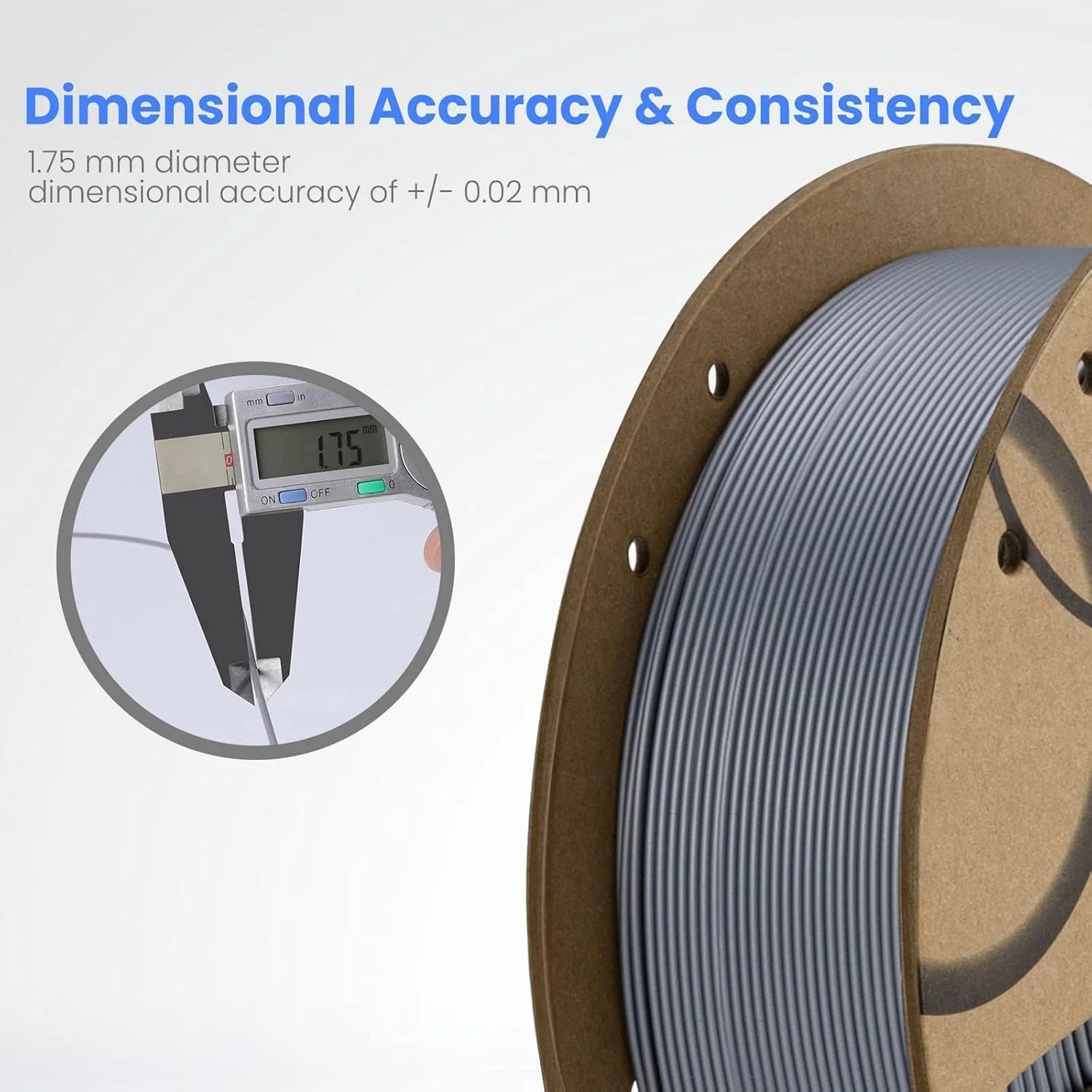 فیلامنت PLA ELEGOO آبی تیره 1.75mm 1KG، دقت ابعادی فیلامنت پرینتر سه بعدی +/- 0.02mm، قرقره مقوایی 1 کیلوگرمی (2.2 پوند) فیلامنت پرینت سه بعدی مناسب برای اکثر پرینترهای سه بعدی FDM