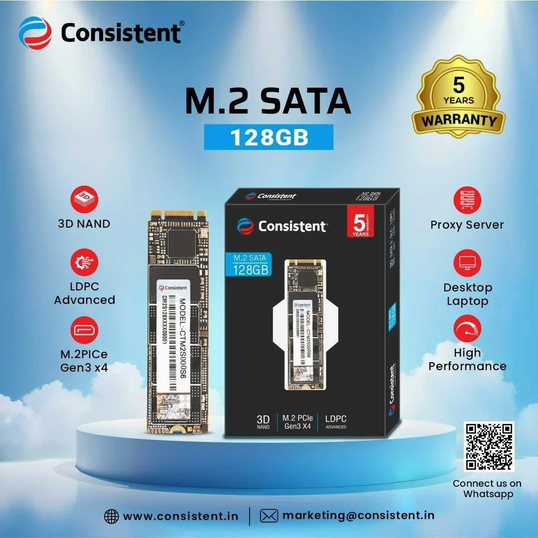 حافظه اس اس دی 128 گیگابایتی M.2 NVMe 2280 کانسیستنت، با سرعت خواندن 1622 مگابایت بر ثانیه، PCIe Gen 3.0، عملکردی در سطح بالاتر، مصرف انرژی فوق العاده پایین، مدیریت حرارتی و عملکرد بی صدا. (CTM2S128S6)