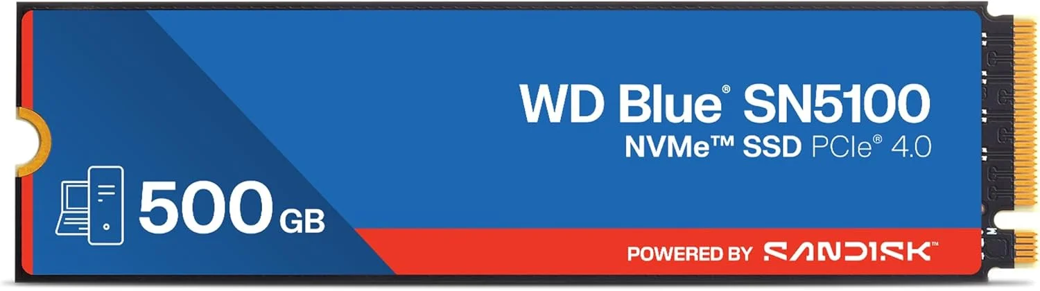 حافظه اس اس دی WD Blue SN5100 با ظرفیت 500 گیگابایت، NVMe، فرم فاکتور M.2 2280، PCIe Gen 4.0، درایو حالت جامد داخلی، سرعت خواندن تا 6,600 مگابایت بر ثانیه، ارتقاء فضای ذخیره سازی برای کامپیوتر/لپ تاپ - مدل WDS500G5B0E حافظه اس اس دی WD Blue SN5100 با ظرفیت 500 گیگابایت، NVMe، فرم فاکتور M.2 2280، PCIe Gen 4.0، درایو حالت جامد داخلی، سرعت خواندن تا 6,600 مگابایت بر ثانیه، ارتقاء فضای ذخیره سازی برای کامپیوتر/لپ تاپ - مدل WDS500G5B0E
