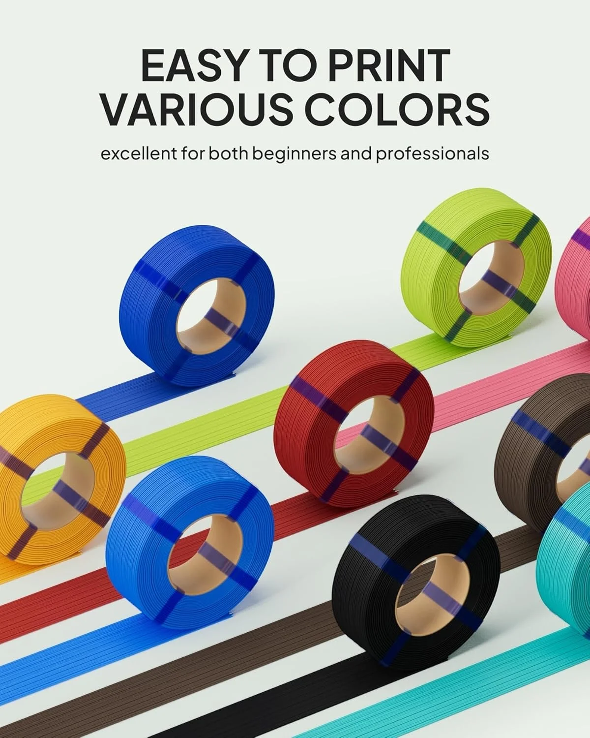 فیلامنت پایه PLA ELEGOO، سفید، 1.75 میلی‌متر، 4 کیلوگرم، فیلامنت پرینتر سه بعدی بدون قرقره برای پر کردن مجدد قرقره قابل استفاده مجدد، دقت ابعادی +/- 0.02 میلی‌متر، 4 عدد قرقره 1 کیلوگرمی (2.2 پوند)