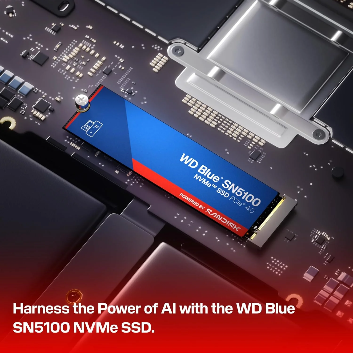 حافظه اس اس دی WD Blue SN5100 با ظرفیت 500 گیگابایت، NVMe، فرم فاکتور M.2 2280، PCIe Gen 4.0، درایو حالت جامد داخلی، سرعت خواندن تا 6,600 مگابایت بر ثانیه، ارتقاء فضای ذخیره سازی برای کامپیوتر/لپ تاپ - مدل WDS500G5B0E