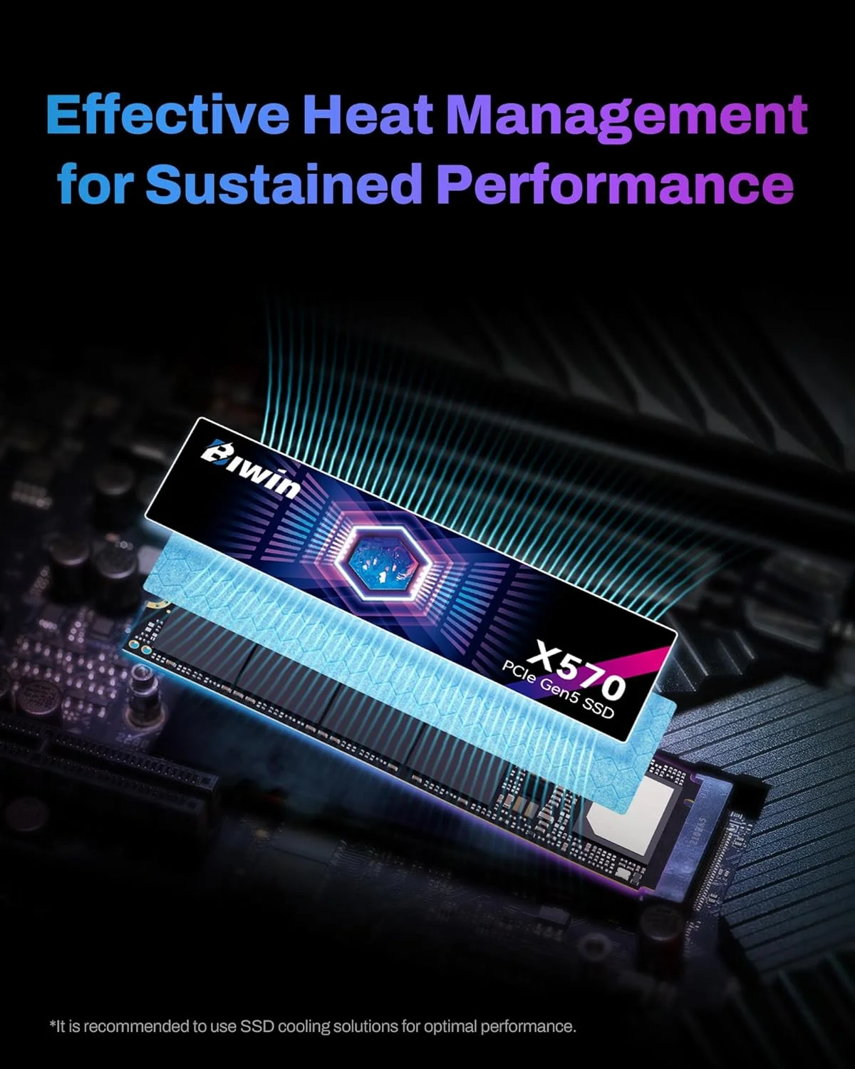 درایو حالت جامد 2 ترابایتی BIWIN Black Opal X570 Gen5 SSD، M.2 2280 PCIe 5.0 NVMe 2.0، سرعت تا 14500 مگابایت بر ثانیه، درایو حالت جامد داخلی Microsoft Directstorage برای رایانه شخصی رومیزی و لپ تاپ هوش مصنوعی