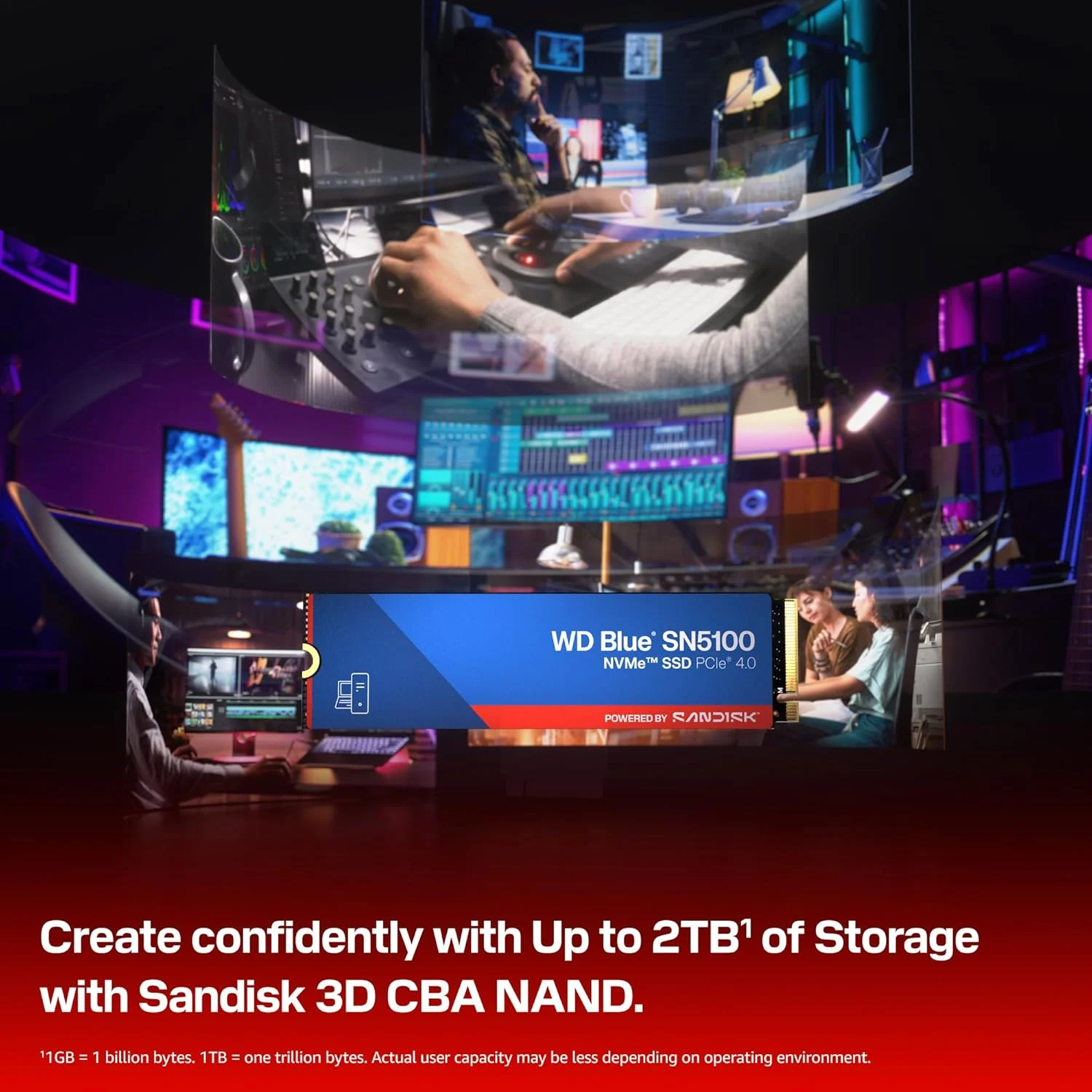 حافظه اس اس دی WD Blue SN5100 با ظرفیت 500 گیگابایت، NVMe، فرم فاکتور M.2 2280، PCIe Gen 4.0، درایو حالت جامد داخلی، سرعت خواندن تا 6,600 مگابایت بر ثانیه، ارتقاء فضای ذخیره سازی برای کامپیوتر/لپ تاپ - مدل WDS500G5B0E