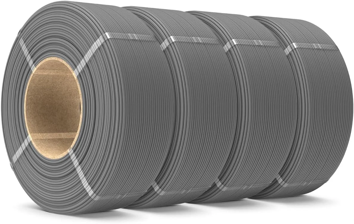 فیلامنت PETG سانلو، 1.75 میلی متر، 4 کیلوگرم، فیلامنت پرینتر سه بعدی با سرعت بالا، بدون قرقره، PETG خاکستری مات برای قرقره های قابل استفاده مجدد، سازگار با پرینتر فیلامنت بامبو لبز، 4 رول 1 کیلوگرمی