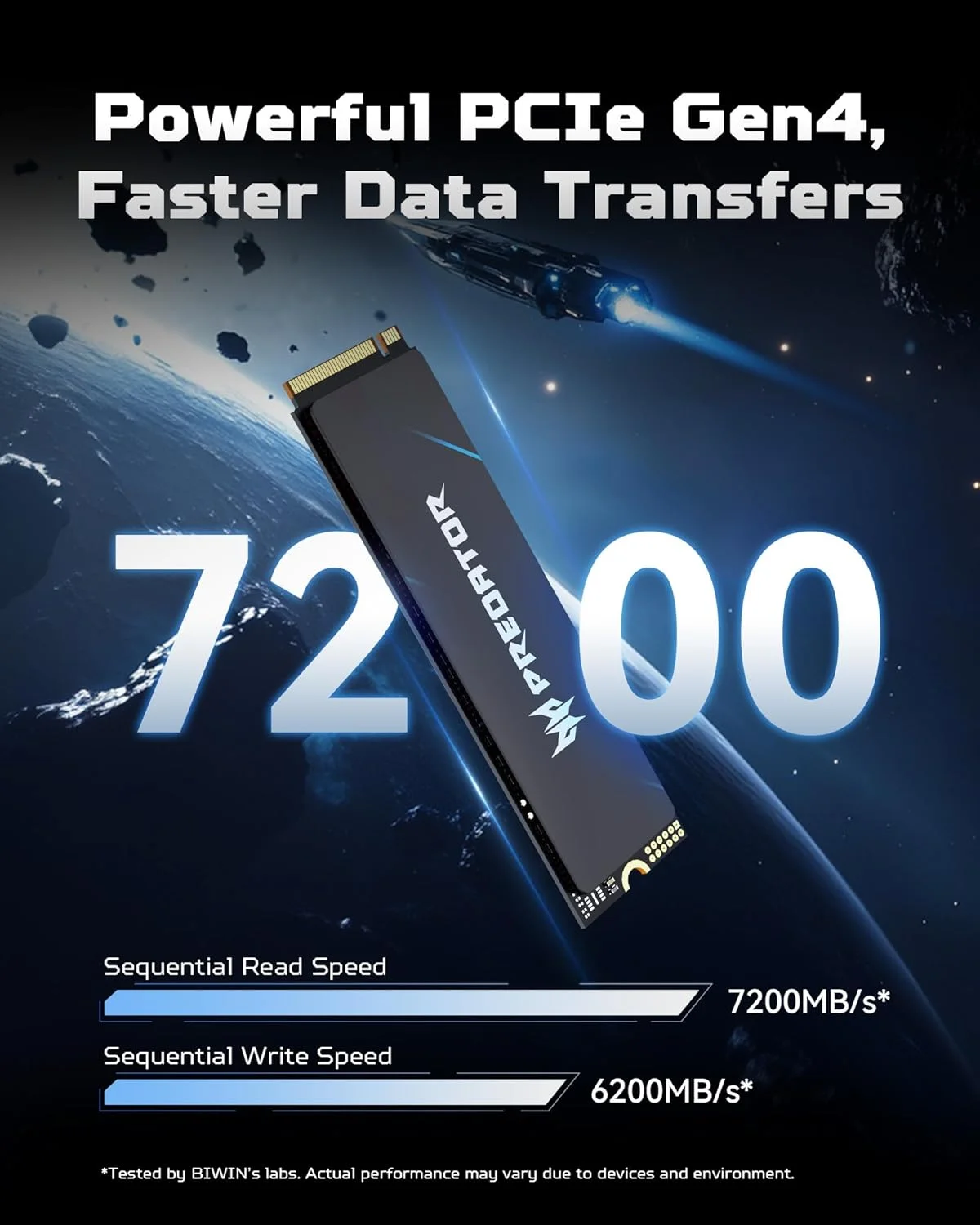 ایسر Predator GM6 1TB M.2 NVMe PCIe 4.0 SSD - سرعت خواندن تا 7200 مگابایت بر ثانیه - هارد درایو داخلی حرفه ای - حافظه گیمینگ سازگار با PC، لپ تاپ و PS5