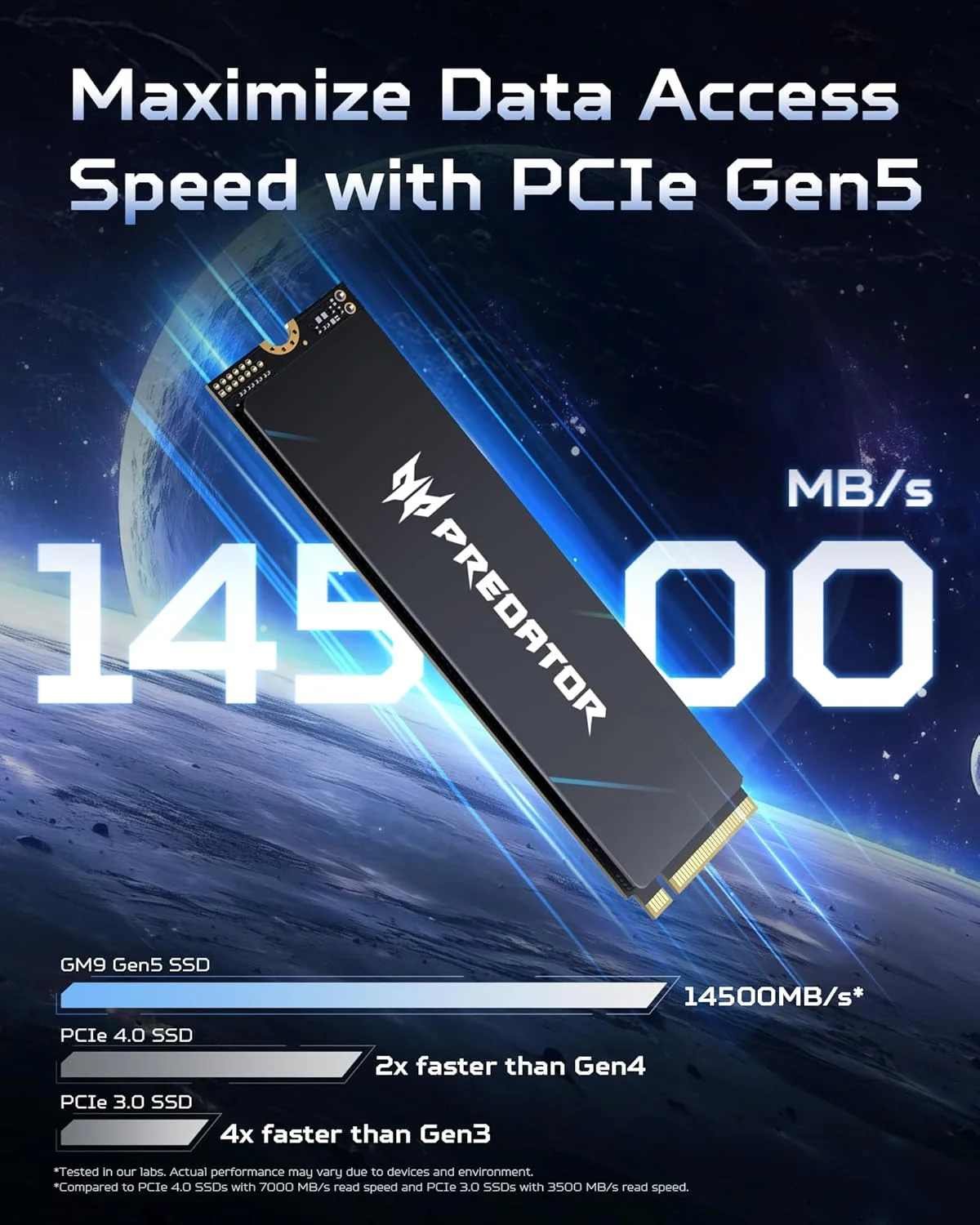 ایسر Predator GM9 2TB M.2 NVMe SSD PCIe 5.0 - سرعت خواندن بالا - هارد درایو داخلی حرفه ای - حافظه گیمینگ سازگار با PC، لپ تاپ و PS5