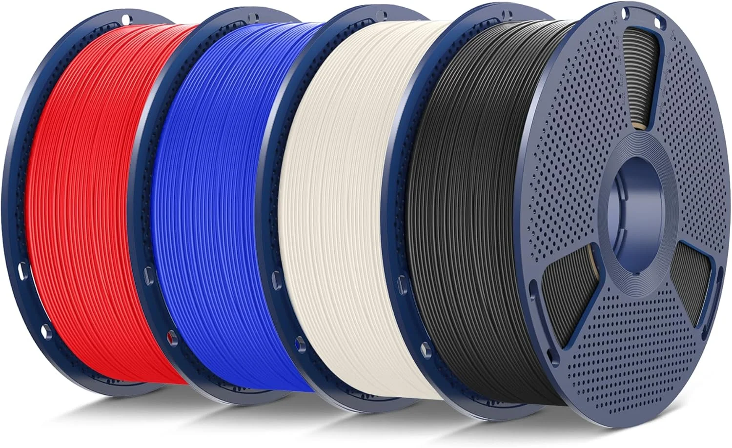 فیلامنت ASA سانلو 1.75 میلی‌متری، بسته فیلامنت چاپگر سه بعدی چند رنگ، مقاوم در برابر اشعه ماوراء بنفش/باران/گرما، فیلامنت چاپگر سه بعدی سخت، بسته‌بندی جداگانه وکیوم شده، در مجموع 4 کیلوگرم، 1 کیلوگرم در هر قرقره، مشکی+طبیعی+قرمز+آبی