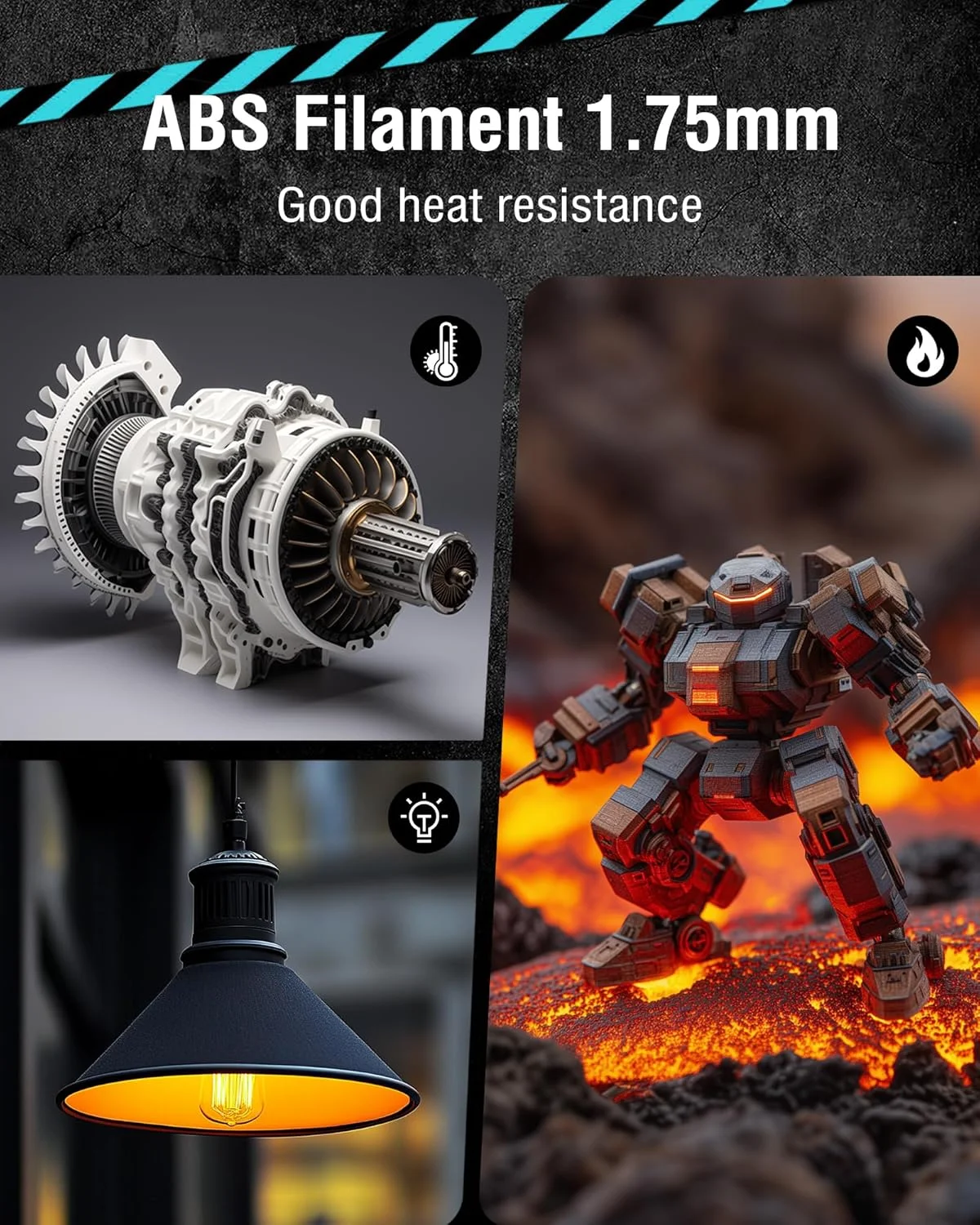 فیلامنت ABS سانلو 1.75 میلی‌متری برای پرینتر سه بعدی، بسیار مقاوم و بادوام، چقرمگی عالی، مقاوم در برابر حرارت، سازگار با 99% پرینترهای سه بعدی FDM، اسپول 1 کیلوگرمی (2.2 پوند)، 390 متر، ABS شفاف