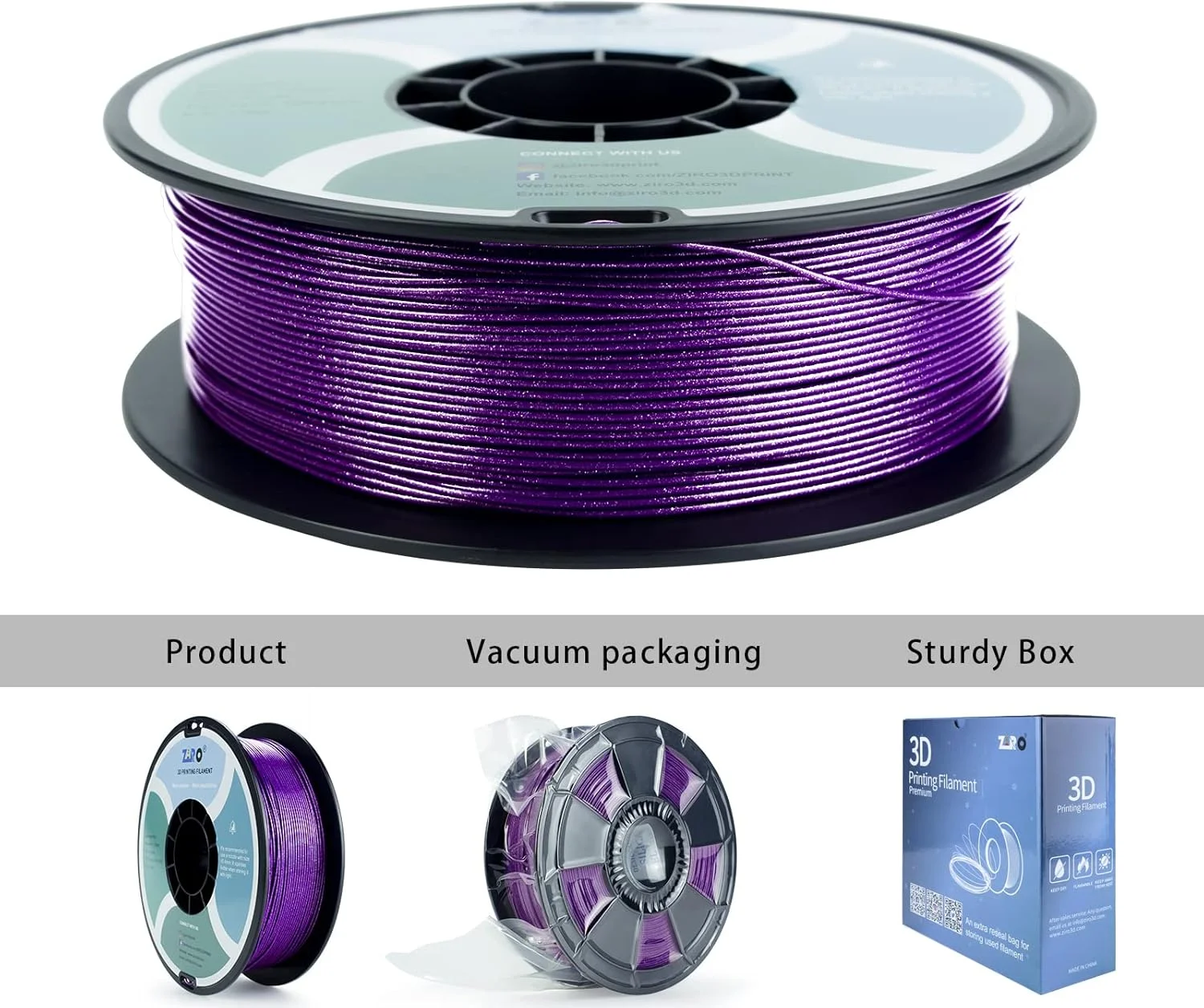 فیلامنت سری الماس ZIRO، فیلامنت پرینتر سه بعدی 1.75 میلی متر، PLA براق اکلیلی، پیچیده شده مرتب و درخشان 1 کیلوگرم / 2.2 پوند، مناسب برای اکثر پرینترهای سه بعدی FDM، بنفش الماسی