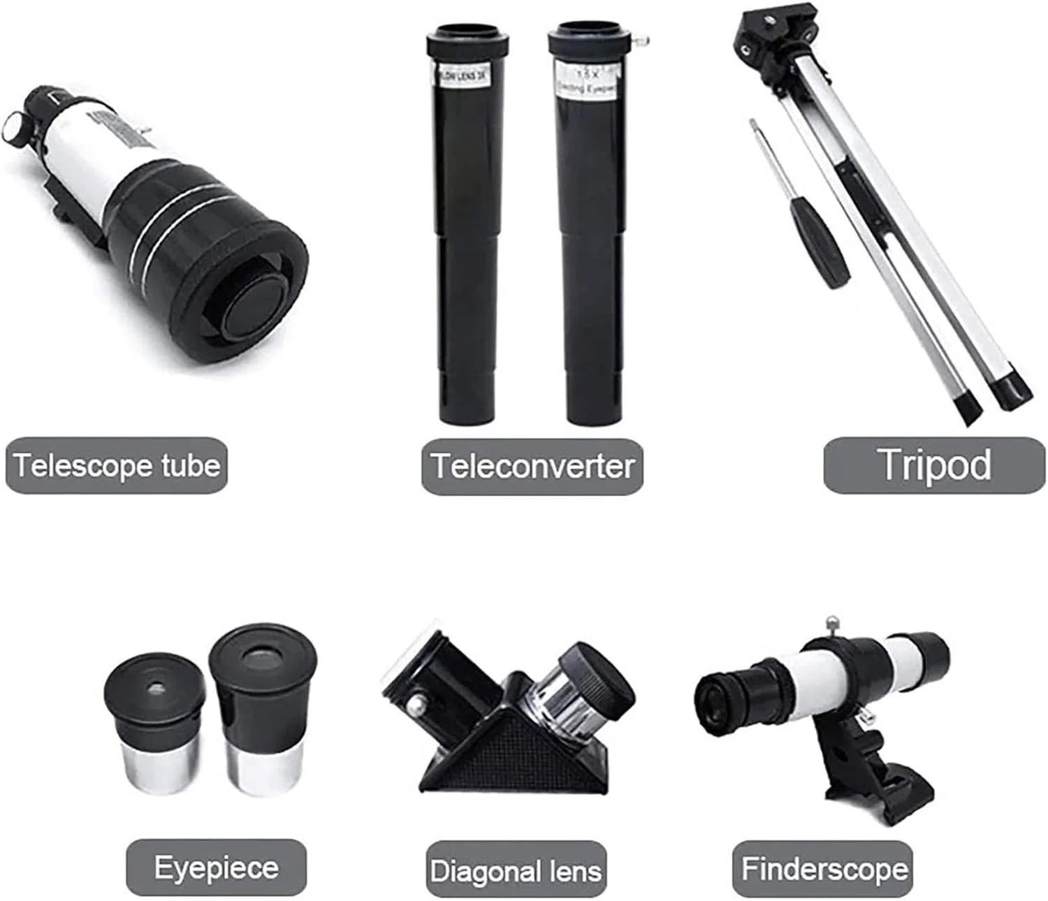 تلسکوپ شکستنی نجومی زاویه باز 70 میلی‌متری تمکین با پایه، مناسب برای رصد ماه به همراه سه‌پایه