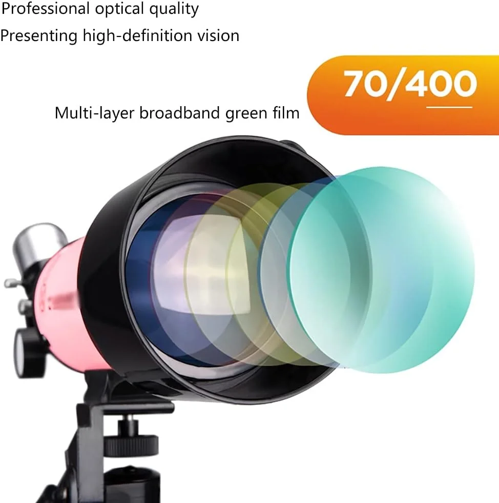 تلسکوپ عالی تِمکین برای تماشای پرندگان، دهانه 70 میلی‌متری، تلسکوپ شکستنی نجومی 400 میلی‌متری به همراه کیف حمل و سه پایه قابل تنظیم