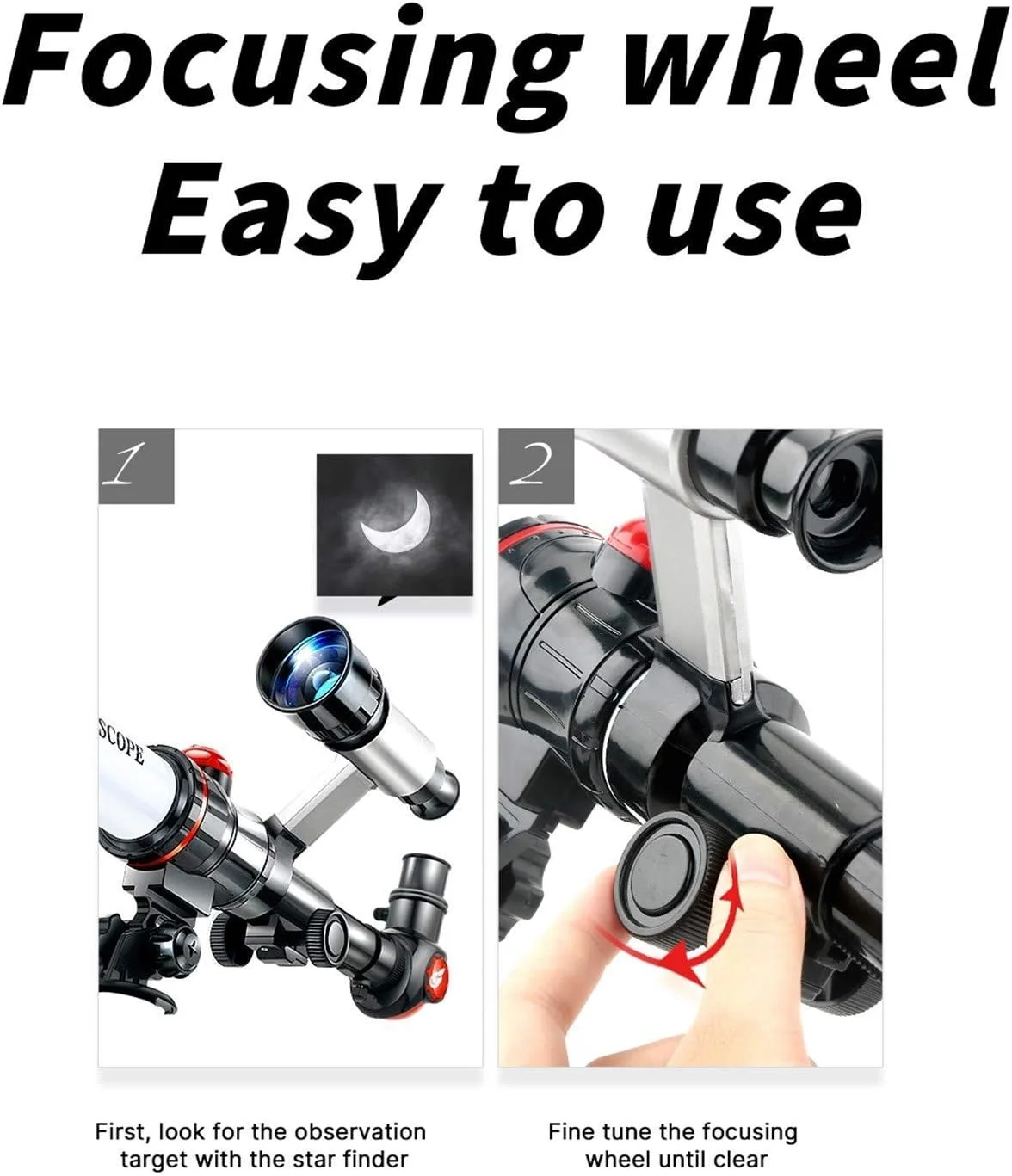 تلسکوپ نجومی 50 میلی‌متری انکساری با چشمی چند قدرتی، یابنده و سه‌پایه، مناسب کودکان، بزرگسالان و افراد مبتدی برای تماشای پرندگان، شکار، پیاده‌روی و دیدن مناظر
