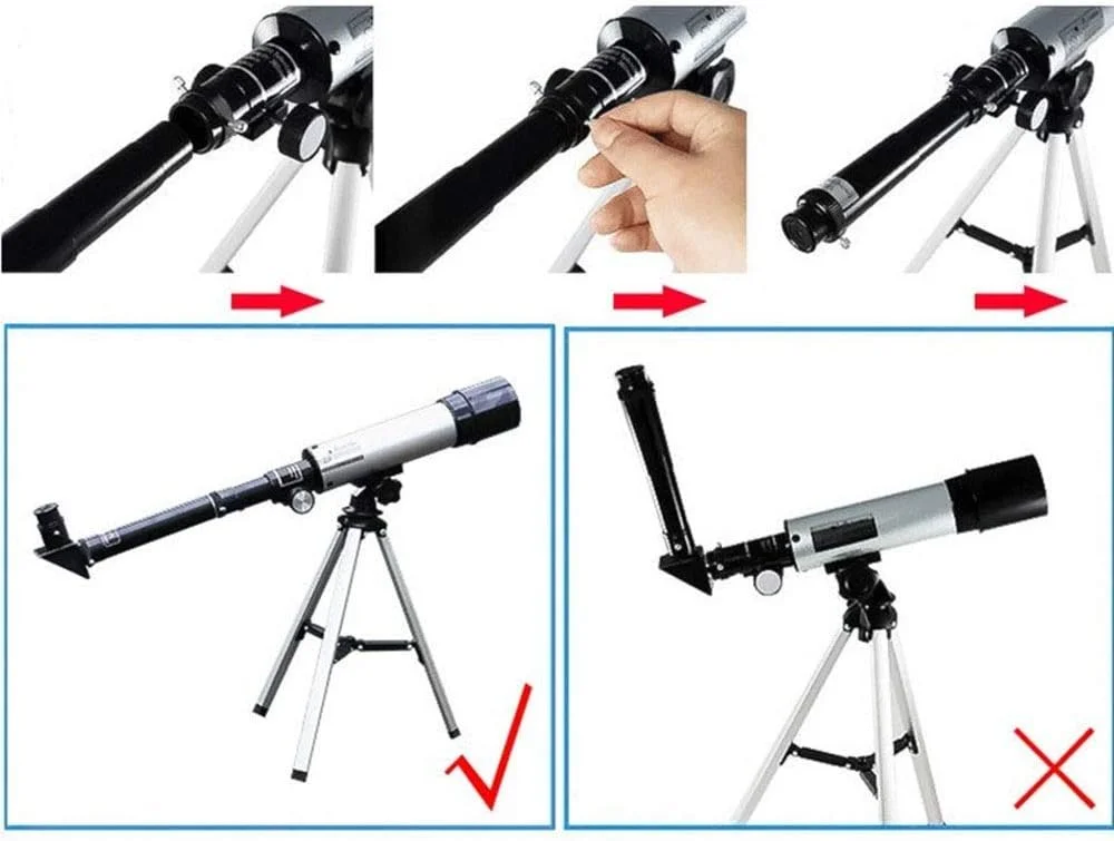 تلسکوپ سازگار با کودکان، تلسکوپ شکستنی نجومی 360 با سه پایه، یابنده، آینه ماه، مناسب برای تولد و کاوش در ماه