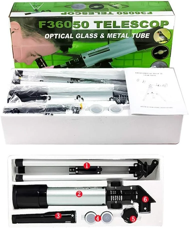 تلسکوپ سازگار با کودکان، تلسکوپ شکستنی نجومی 360 با سه پایه، یابنده، آینه ماه، مناسب برای تولد و کاوش در ماه