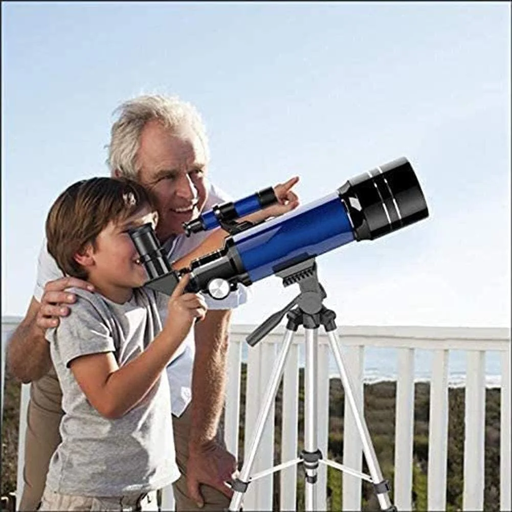 تلسکوپ نجومی قابل حمل TEmkin، تلسکوپ تک چشمی با پایه قابل تنظیم، آداپتور تلفن و فیلتر ماه، تلسکوپ انکساری ایده آل برای کودکان، بزرگسالان و مبتدیان، هدیه فضایی تولد