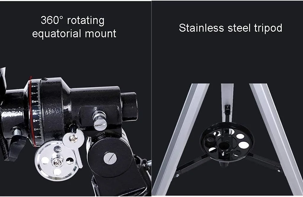 تلسکوپ برای بزرگسالان، تلسکوپ برای مبتدیان و کودکان - تلسکوپ های مسافرتی انکساری با فاصله کانونی 700 میلی متر برای مشاهده ماه و سیاره با پایه و سه پایه چشمی 10 میلی متر / 25 میلی متر