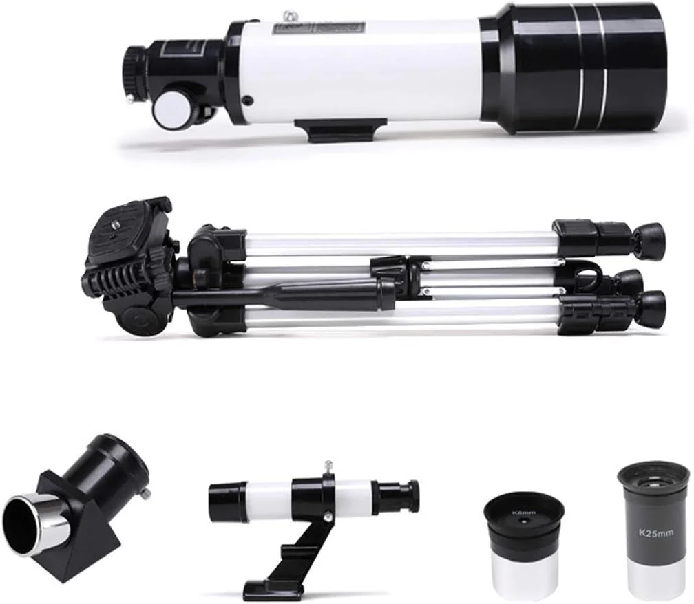 تلسکوپ شکستنی مناسب، نجوم مبتدیان 70 میلی‌متری، فاصله کانونی 700 میلی‌متری بزرگنمایی 120X، سفید