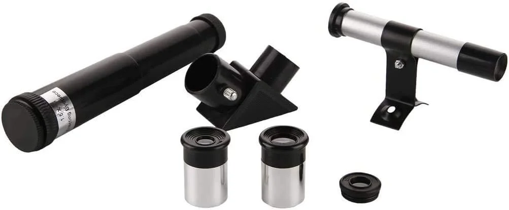 تلسکوپ انکساری مناسب با سه پایه و یابنده، قابل حمل و مناسب مبتدیان نجوم، به همراه پایه نگهدارنده تلفن و سه پایه