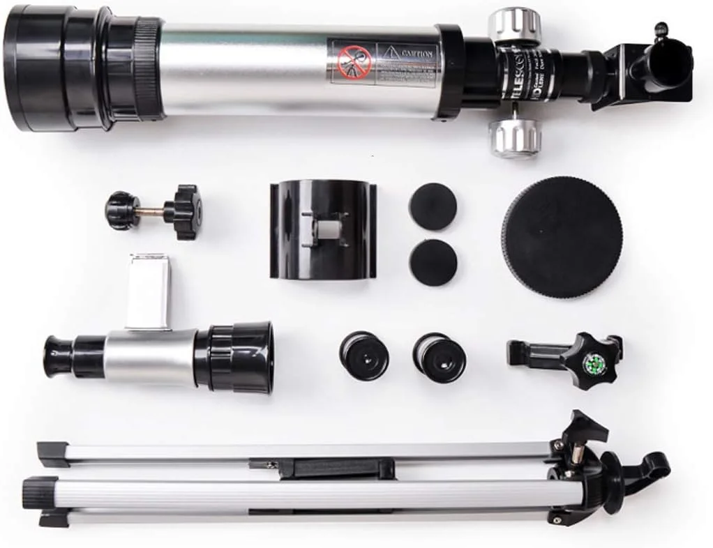 تلسکوپ انکساری قابل حمل، دهانه 50 میلی‌متری 360 میلی‌متری AZ، اپتیک شیشه ای کاملاً پوشش داده شده