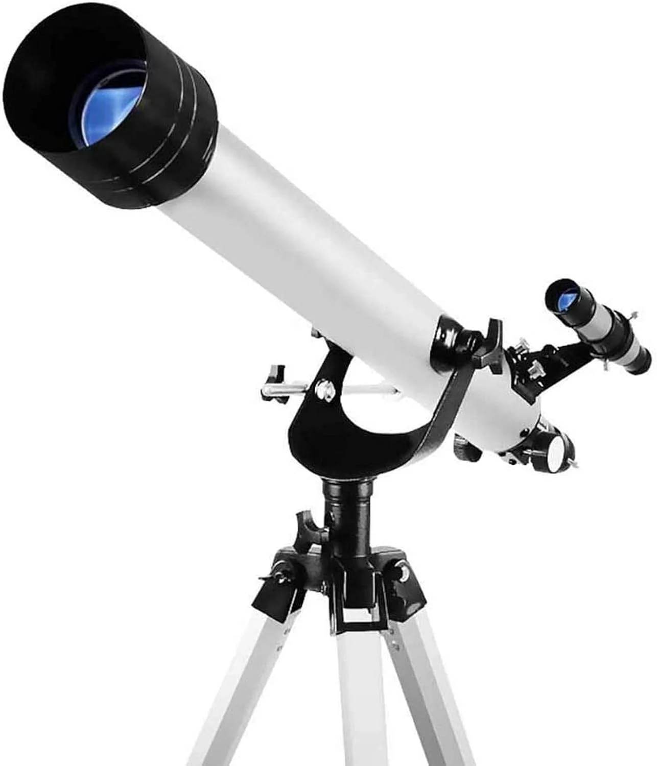 تلسکوپ فضایی شکستنی تمکین با سه پایه قابل تنظیم، اسباب بازی های آموزشی، تلسکوپ های تک چشمی، تلسکوپ فضایی تک چشمی فضای باز برای کودکان مبتدی، سفید (سفید)