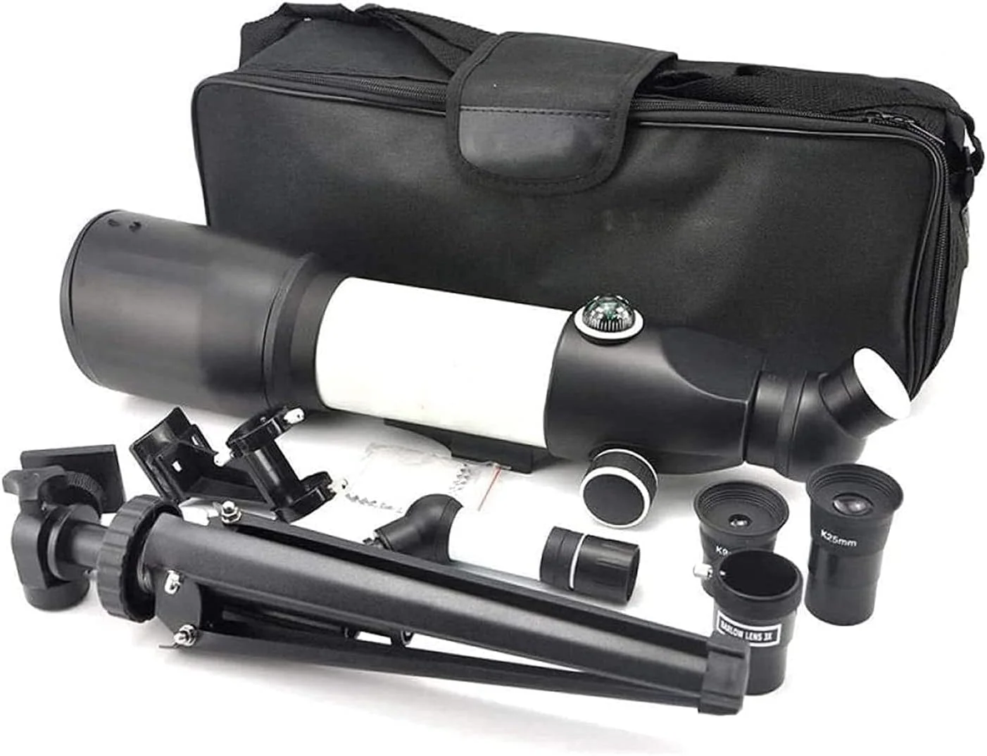 تلسکوپ نجومی انکساری 120X با برد بلند برای رصد آسمان، ماه و مشتری به همراه پایه برای کمپینگ و پیاده‌روی