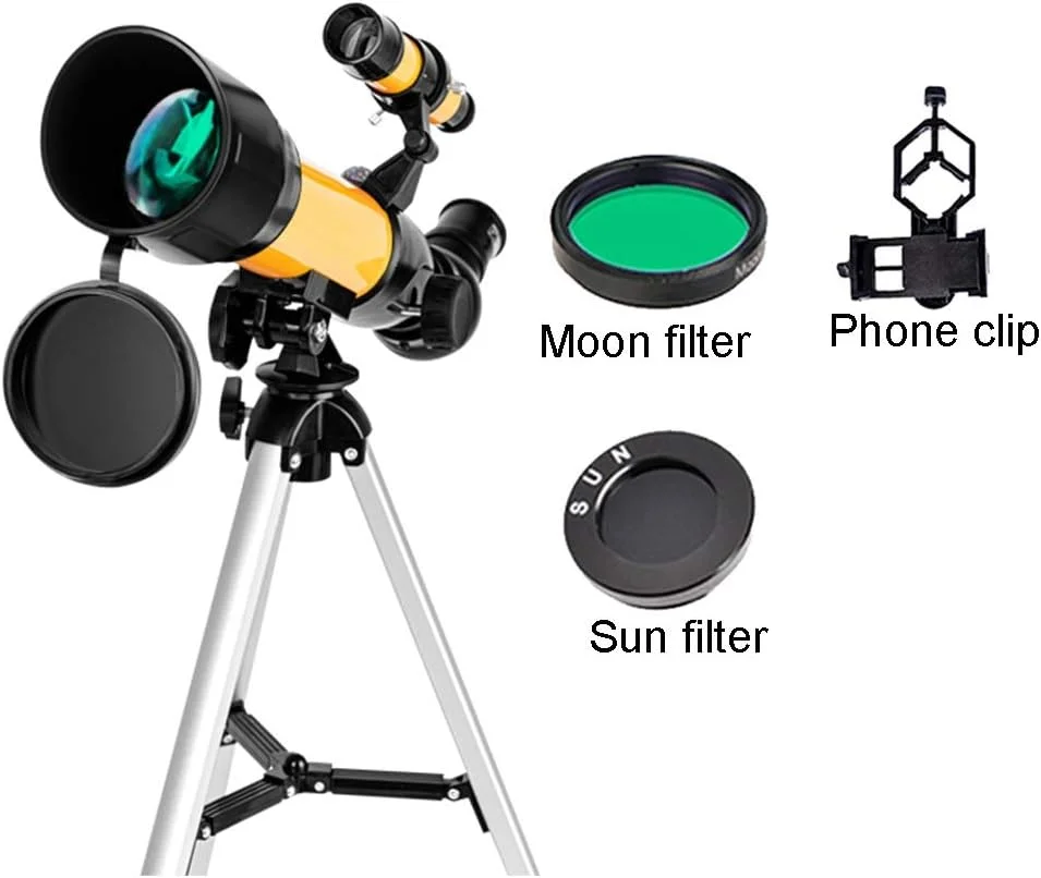 تلسکوپ برای کودکان و مبتدیان، تلسکوپ مسافرتی نجومی قابل حمل، تلسکوپ شکستی 70 میلی‌متری، هدیه عالی نجوم برای کودکان برای کاوش در فضا و ماه