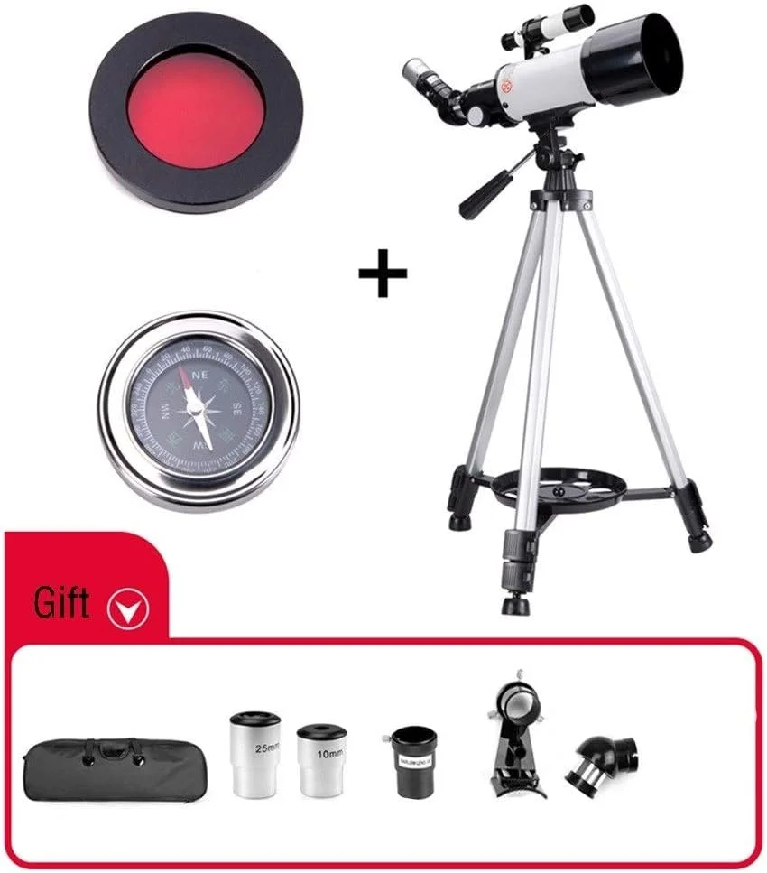 تلسکوپ برای مبتدیان، دهانه 70 میلی‌متر، پایه AZ 400 میلی‌متری، اپتیک چند لایه، تلسکوپ‌های منکسری قابل حمل نجومی با سه پایه، کوله پشتی، بهترین هدیه