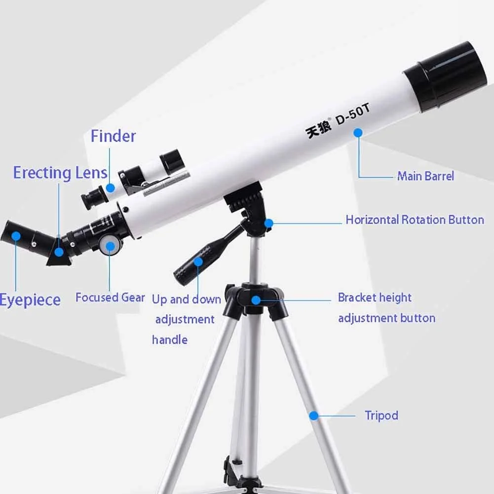 تلسکوپ فضایی شکستنی با سه پایه قابل تنظیم، تلسکوپ فضایی تک چشمی فضای باز، اسباب بازی های آموزشی، تلسکوپ بازتابی برای بزرگسالان حرفه ای یا کودکان