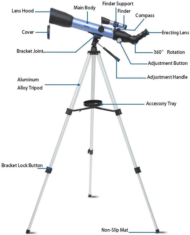 تلسکوپ فضایی شکستنی تمکین با سه پایه قابل تنظیم، تلسکوپ های تک چشمی، اسباب بازی های آموزشی، تلسکوپ فضایی تک چشمی فضای باز برای مبتدیان نجوم