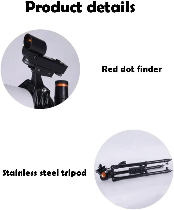 تلسکوپ برای مبتدیان نجوم و تلسکوپ های شکستنی نجومی ۸۰ میلی متری با سه پایه استیل ضد زنگ، یابنده، فاصله کانونی ۵۰۰