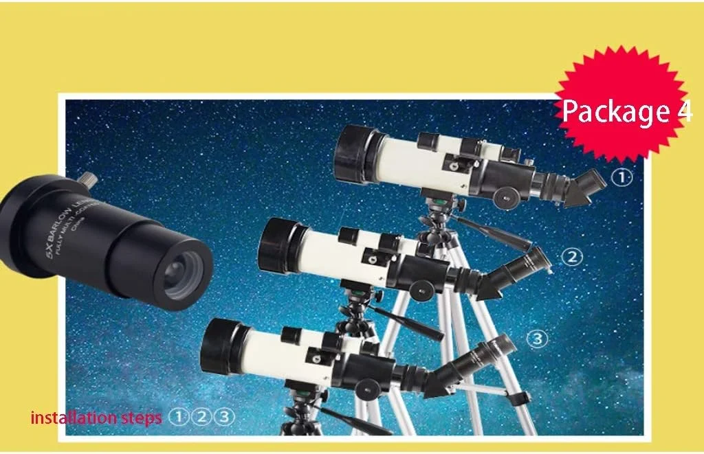تلسکوپ انکساری برای مبتدیان، تلسکوپ های قابل حمل با چشمی 20mm/10mm، دهانه تلسکوپ مسافرتی 70mm، تلسکوپ با سه پایه و کیف حمل