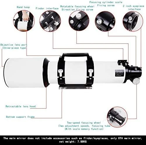 تلسکوپ نجومی حرفه ای 127ED OTA آینه اصلی 127/950mm لوله شکست نور APO فوکوسر دو سرعته 2 اینچی