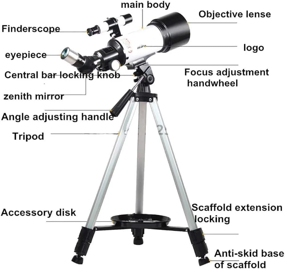 تلسکوپ حرفه ای انکساری - تلسکوپ با فاصله کانونی 700 میلی متر برای نجوم بزرگسالان، به همراه سه پایه فولادی محکم تلسکوپ حرفه ای انکساری - تلسکوپ با فاصله کانونی 700 میلی متر برای نجوم بزرگسالان، به همراه سه پایه فولادی محکم