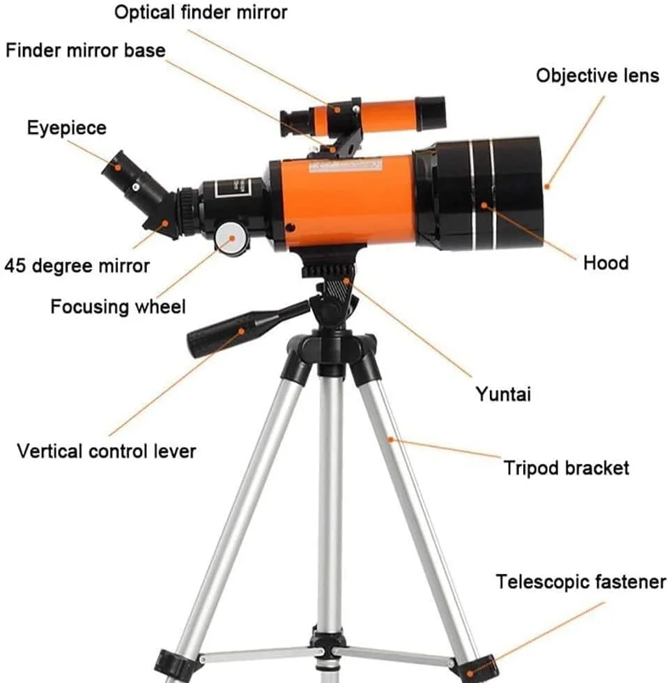 تلسکوپ شکستنی استوایی 150X تلسکوپ مسافرتی قابل حمل با سه پایه برای رصد ستارگان در فضای باز