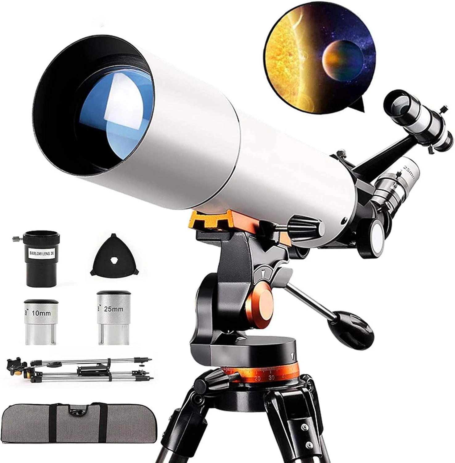 تلسکوپ منکسوری نجومی، تلسکوپ تک چشمی علمی 150X، تلسکوپ انکساری حرفه ای 70/500 میلی متری، با سه پایه + یابنده
