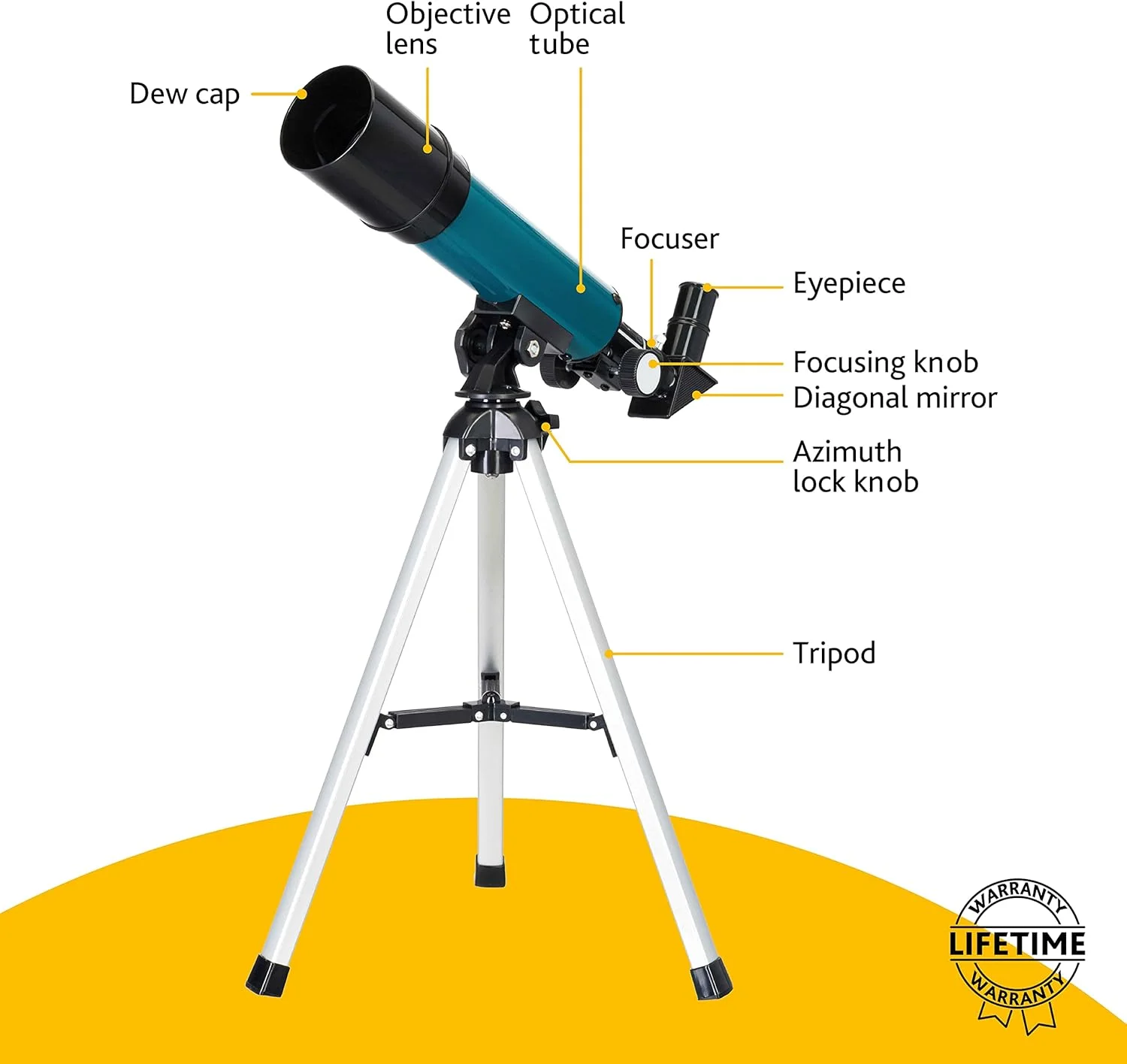 تلسکوپ شکستی مسافرتی سبک و قابل حمل 50 میلی‌متری Levenhuk LabZZ TK50 با کیف و لوازم جانبی برای کودکان و مبتدیان