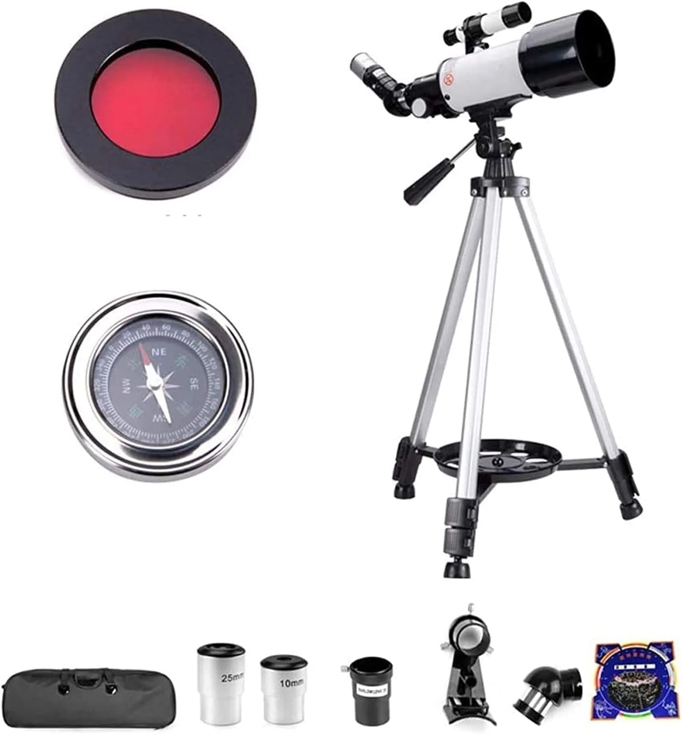 تلسکوپ منوچشمی 8-12 برای کودکان، تلسکوپ نجومی آموزشی کودکان، منوچشمی فشرده مبتدی، تلسکوپ شکستی آلیاژ آلومینیوم