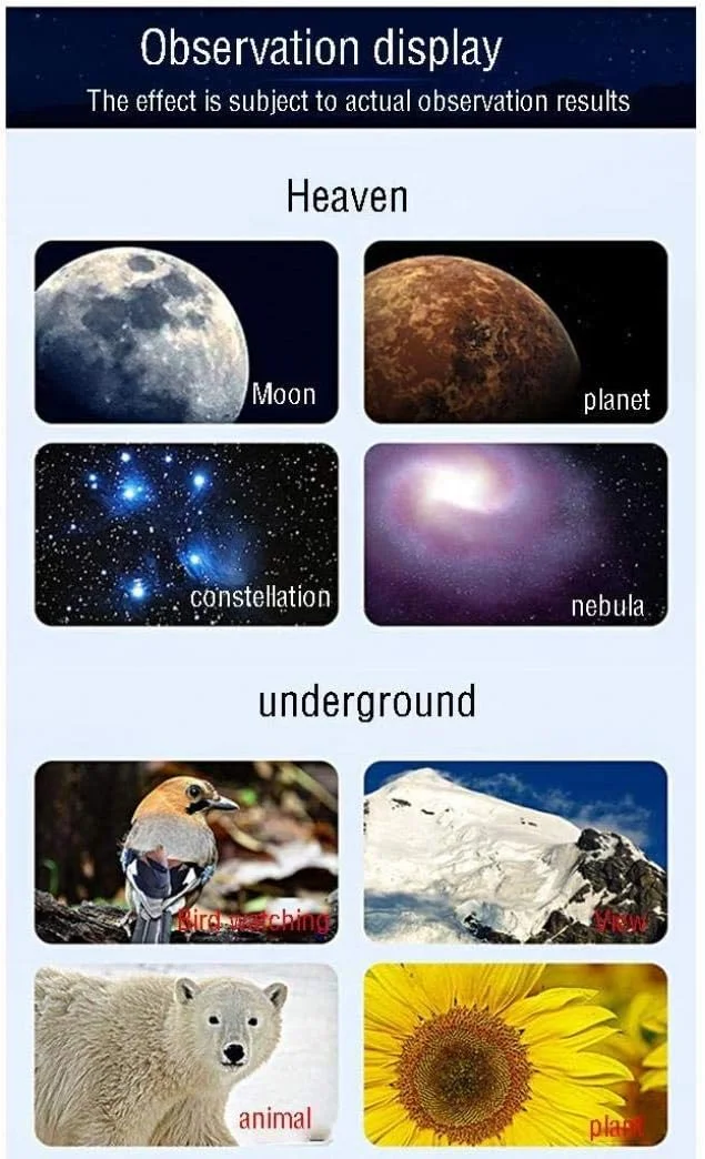 تلسکوپ مسافرتی با دهانه 50-100 میلی‌متری، تلسکوپ انکساری قابل حمل، تلسکوپ HD برای رصد ستارگان مناسب دانشجویان و بزرگسالان - تلسکوپ هدف‌گیری ایده‌آل، پکیج B