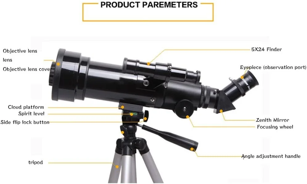 تلسکوپ KOHARA برای کودکان و مبتدیان، تلسکوپ شکستنی نجومی 70 میلی‌متری با سه‌پایه قابل تنظیم و قابل حمل برای کودکان و بزرگسالان