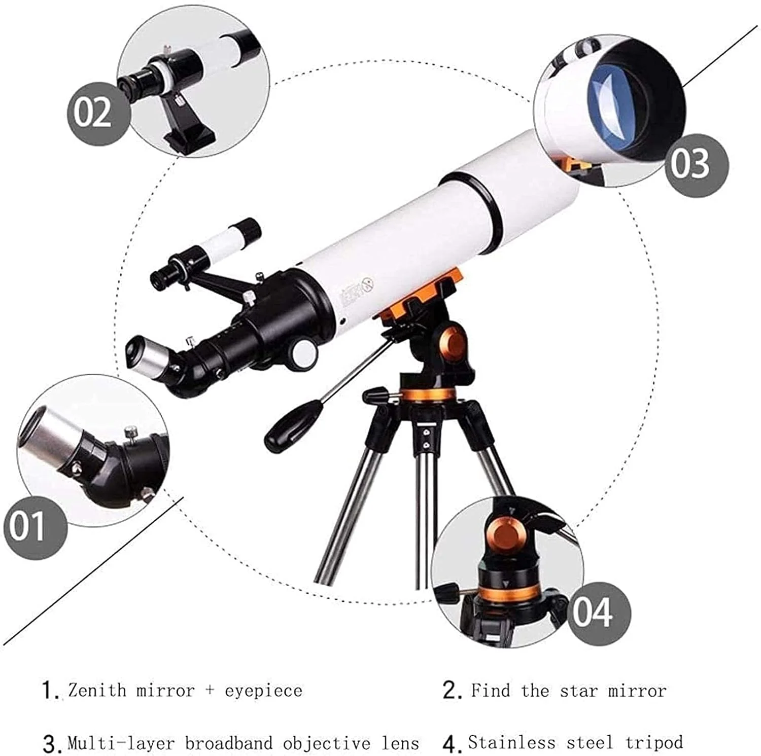 تلسکوپ انکساری قابل حمل KOHARA به همراه نگهدارنده تلفن هوشمند و سه پایه با قابلیت تنظیم ارتفاع تلسکوپ انکساری قابل حمل KOHARA به همراه نگهدارنده تلفن هوشمند و سه پایه با قابلیت تنظیم ارتفاع