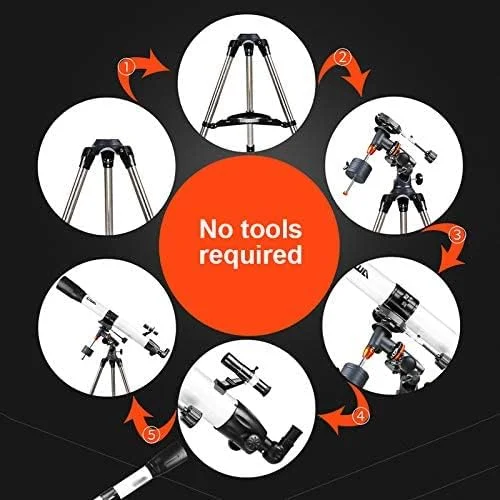 تلسکوپ های KOHARA، تلسکوپ شکستنی نجومی با فاصله کانونی 1000 میلی متر، تلسکوپ مسافرتی جمع و جور و قابل حمل، سه پایه با ارتفاع قابل تنظیم، برای کودکان و مبتدیان