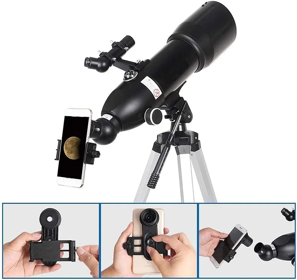 تلسکوپ KOHARA برای کودکان و بزرگسالان، دهانه 80 میلی‌متری، تلسکوپ 400 میلی‌متری برای نجوم، تلسکوپ شکستنی نجومی با لنز منشوری