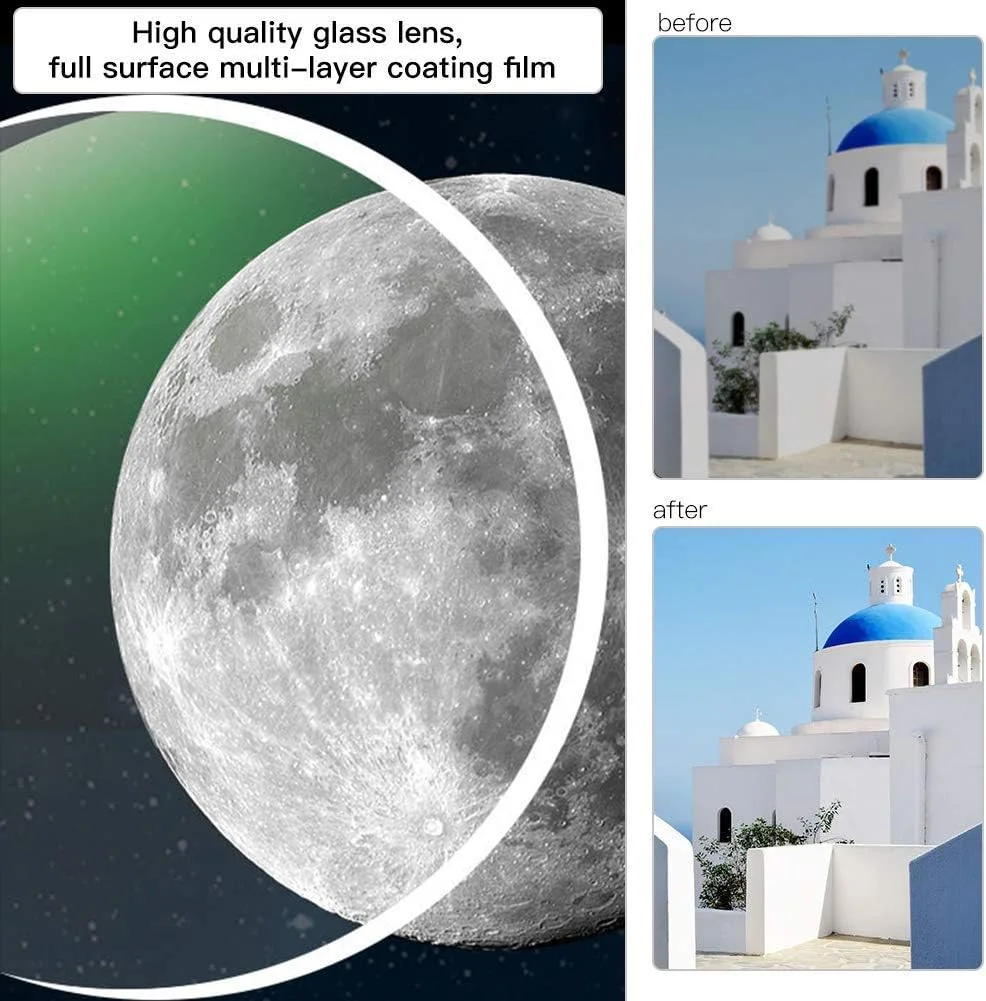 تلسکوپ نجومی KOHARA برای کودکان و بزرگسالان، دهانه 80 میلی‌متری، فاصله کانونی 500 میلی‌متری، تلسکوپ انکساری با بزرگنمایی HD